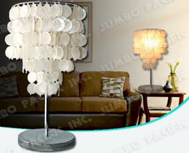 Diseño blanco natural de Capiz del color para la cortina de lámpara de tabla